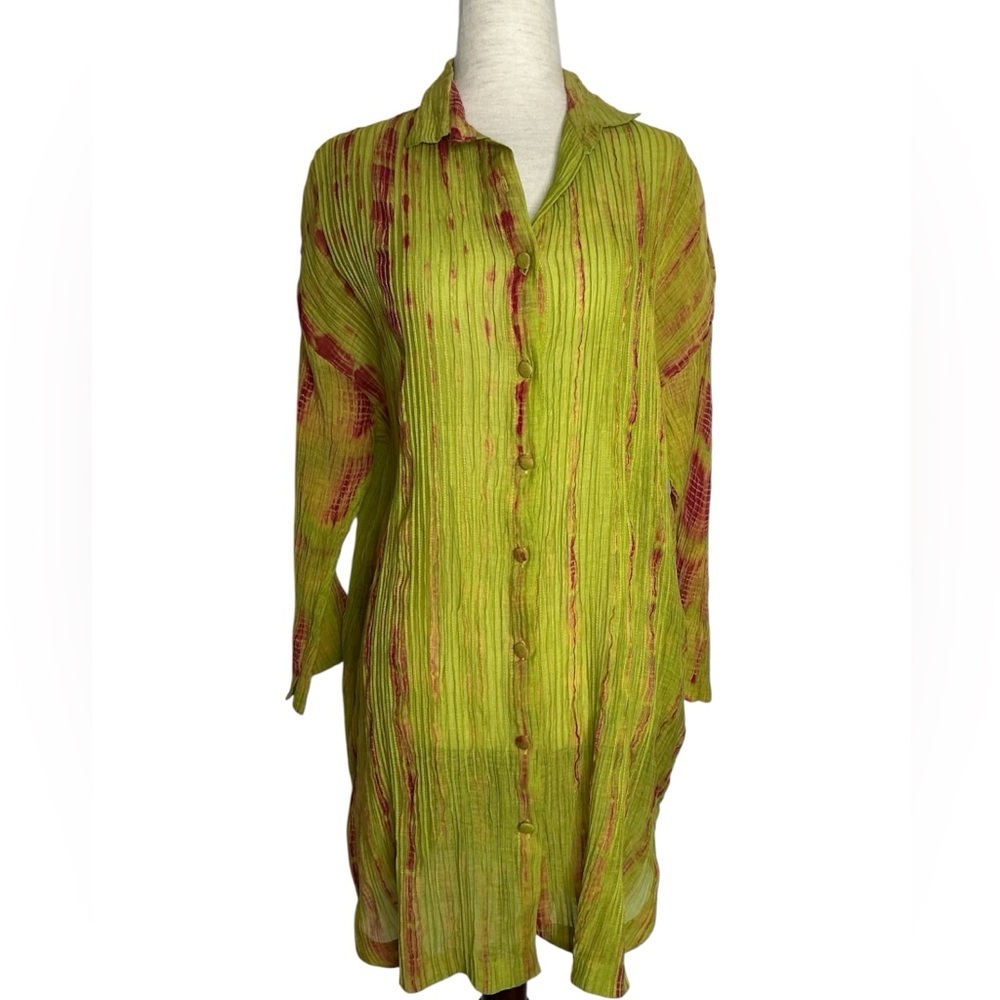 Neeru Kumar Silk Blend Button-Up with Pockets Tunic Top Size Medium